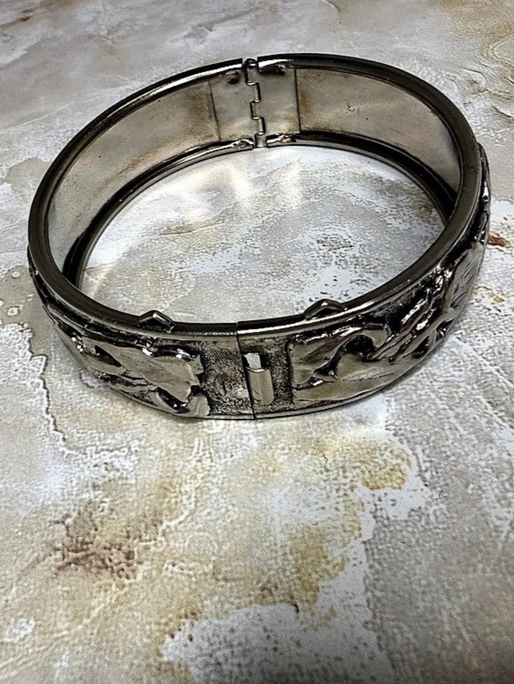 Silver-Tone Hinged Statement Bracelet